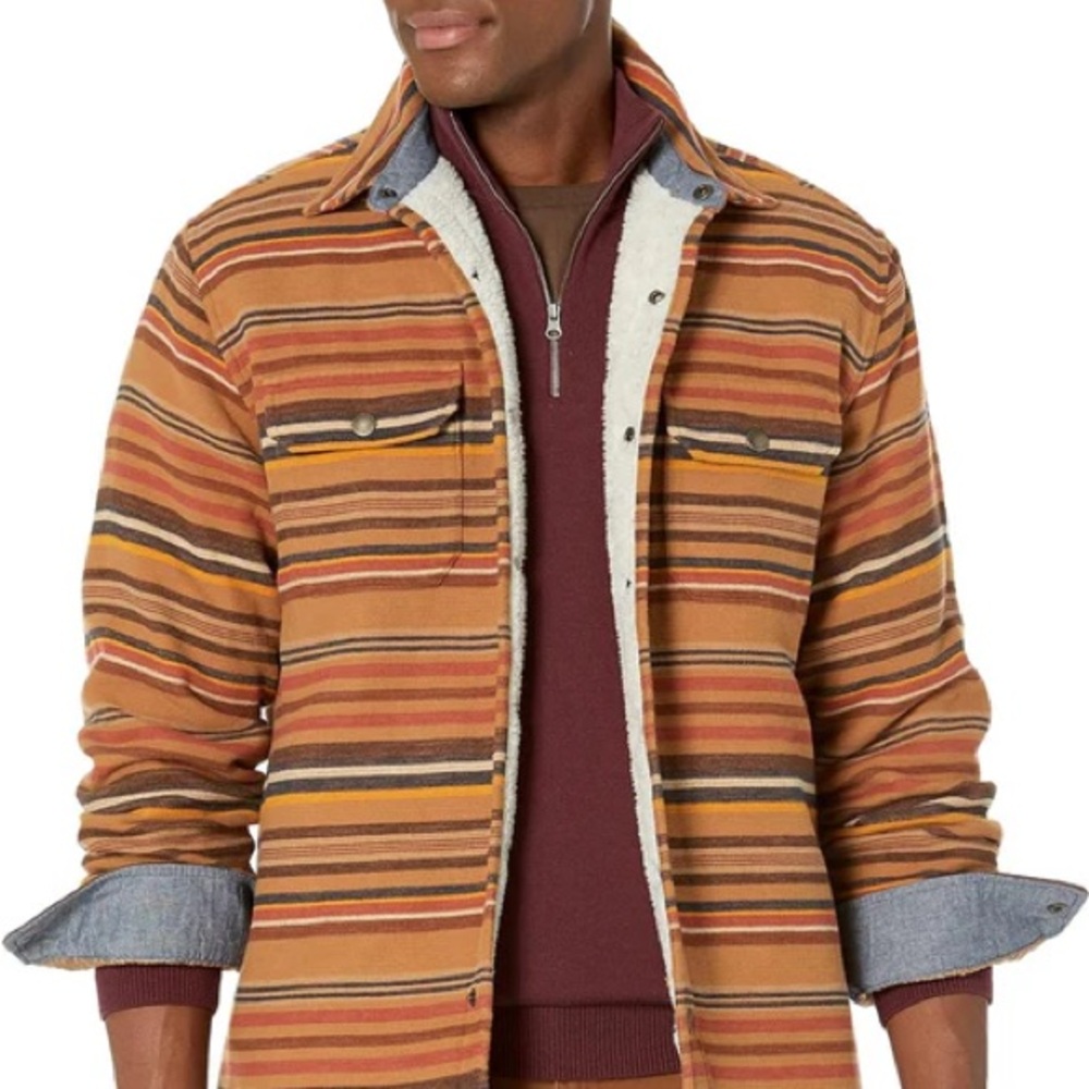 NEW PENDLETON MEN'S STRIPED SHERPA-LINED SNAP WESTERN SHIRT JACKET Medium